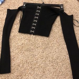 Black off the shoulder criss cross top